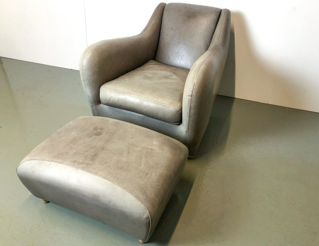 SCP Balzac Real Leather Armchair & Footstool